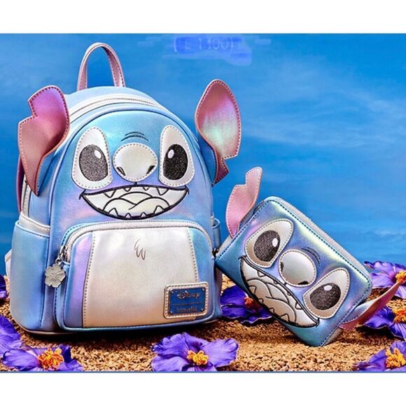 NEW Platinum Stitch Backpack & Wallet Set Limited Disney100 Loungefly NWT - Picture 1 of 14